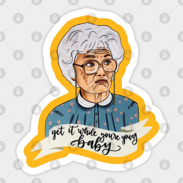 Golden Girls Sophia Petrillo Funny Coffee Sticker by sudaisgona